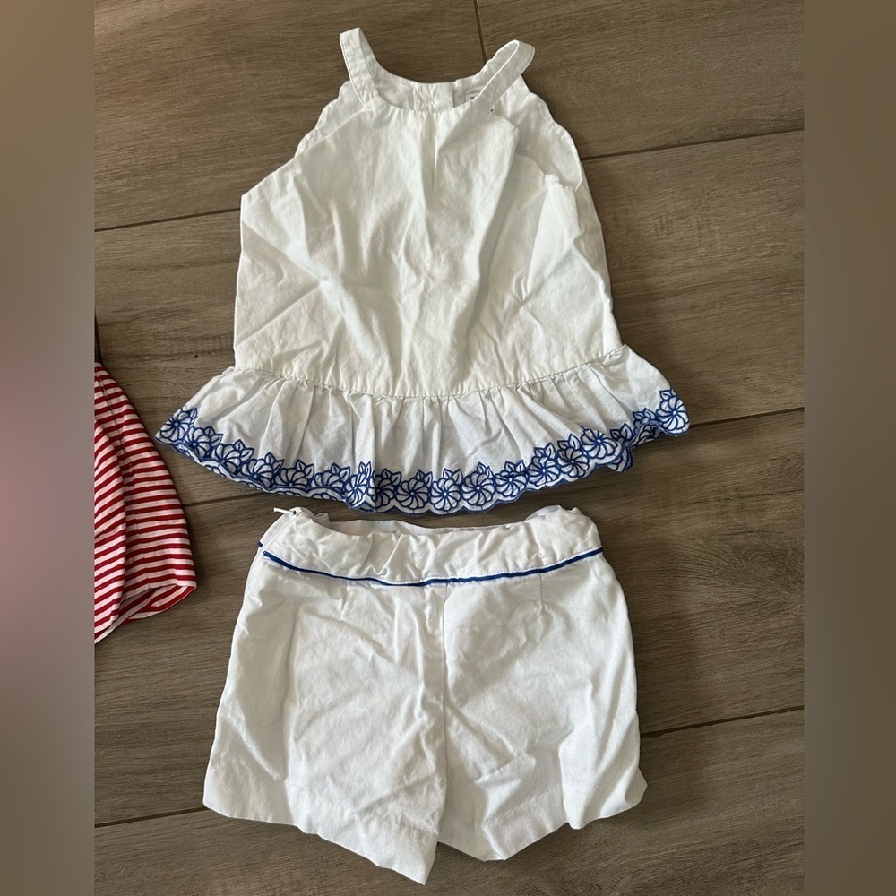 Girls Janie and Jack bundle nautical shorts and white and blue matching set - Picture 2 of 8